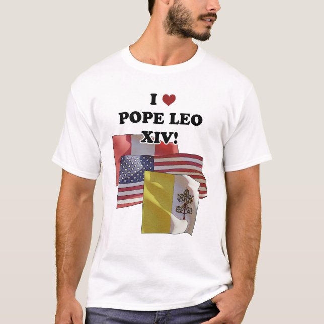 I Kärlek påve Leo XIV! (Version II) T Shirt (Framsida)