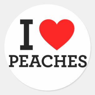 I Kärlek Peacher Runt Klistermärke