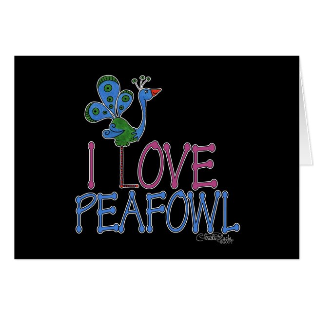 I Kärlek Peafowl Hälsningskort (Framsidan Horizontal)