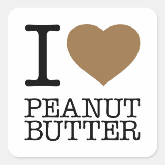 I KÄRLEK PEANUT BUTTER FYRKANTIGT KLISTERMÄRKE