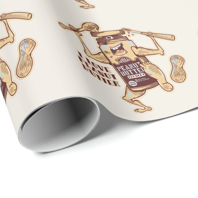 I KÄRLEK PEANUT BUTTER PRESENTPAPPER (Rullad Hörn)
