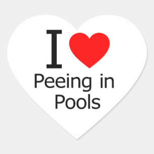 I Kärlek Peeing i Bassäng Hjärtformat Klistermärke