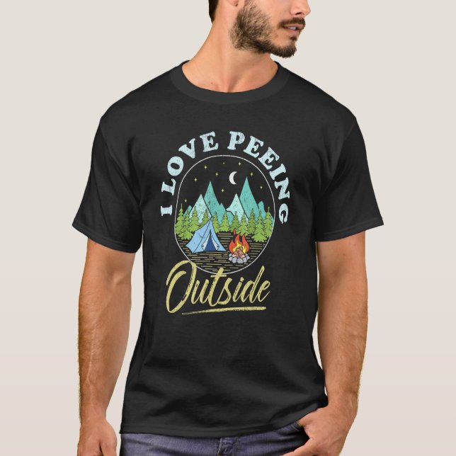 I Kärlek Peeing-program utomhus T Shirt (Framsida)