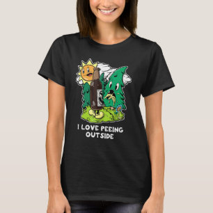 I Kärlek Peeing utanför Retro Camping Drinking Hik T Shirt
