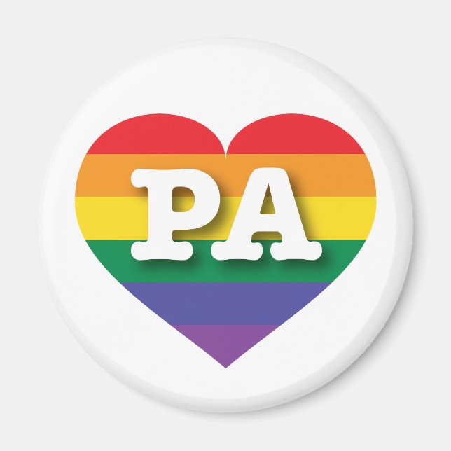 I kärlek Pennsylvania Gay pride Rainbow Heart Magnet (Framsidan)