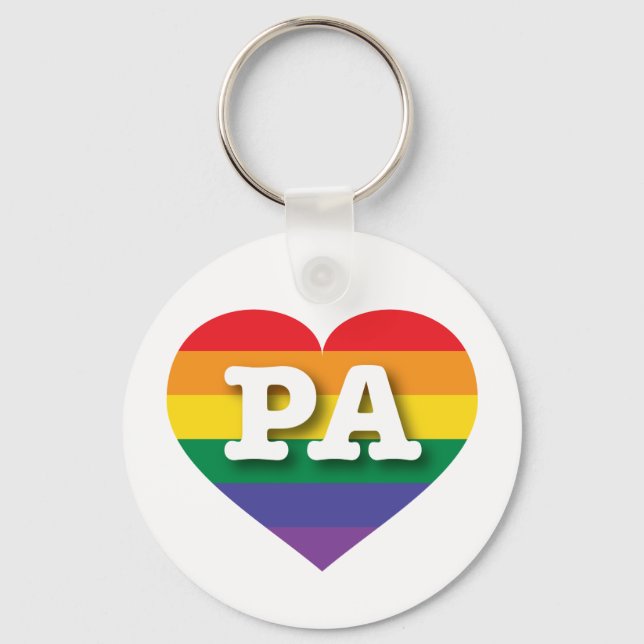 I Kärlek Pennsylvania Rainbow Heart Nyckelring (Framsida)