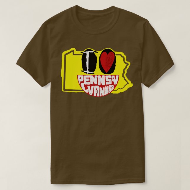 I Kärlek Pennsylvania som leende Lycklig Ansikte T Shirt (Design framsida)
