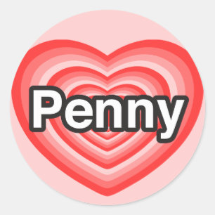 I kärlek Penny. Jag kärlek du Penny. Hjärta Runt Klistermärke