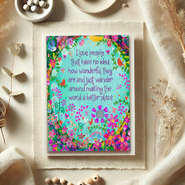 I Kärlek People Söt Whimsical Blommigt Birds Card Kort