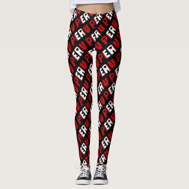 I Kärlek Peru Flagga Färg Typografi Mönster Cute Leggings (Framsida)