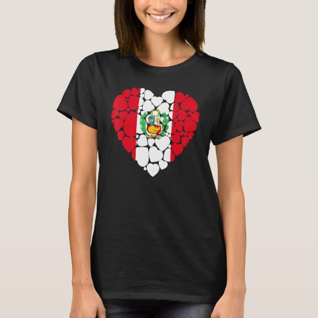 I Kärlek Peru Flagga Peruvian T Shirt (Framsida)