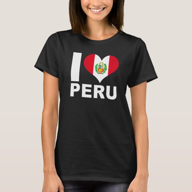 I Kärlek Peru Heart Flagga Peru T Shirt (Framsida)
