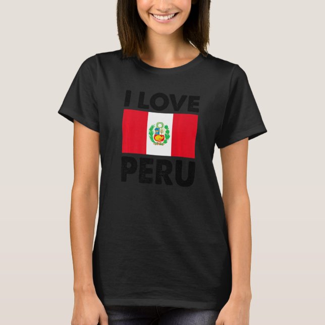 I Kärlek Peru Hjärtar jag Perus familj Travel Peru T Shirt (Framsida)