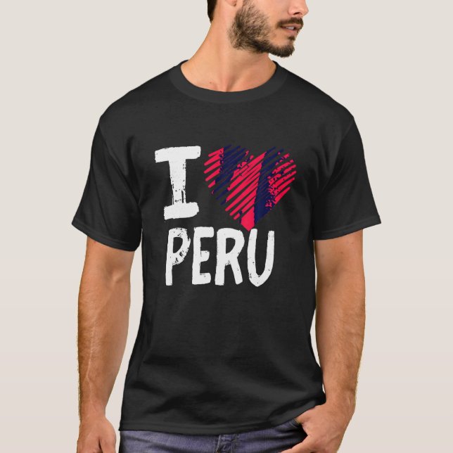 I Kärlek Peru T Shirt South America Vacation Souve (Framsida)