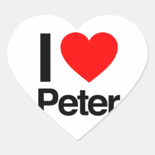 i kärlek peter hjärtformat klistermärke