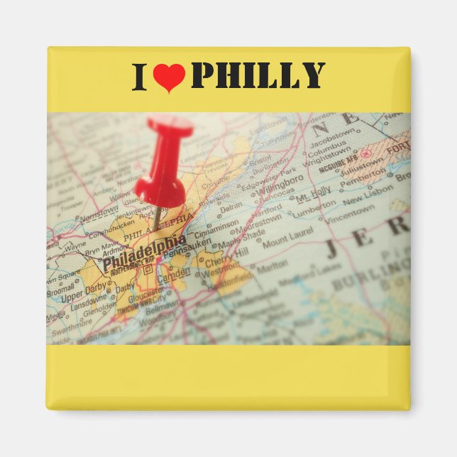 I Kärlek Philadelphia Karta Magnet (Framsidan)