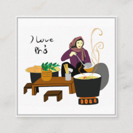 I kärlek Pho bo (vietnamesisk smak) Fyrkantigt Visitkort