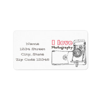 I Kärlek Photography Retro Camera Adressetikett