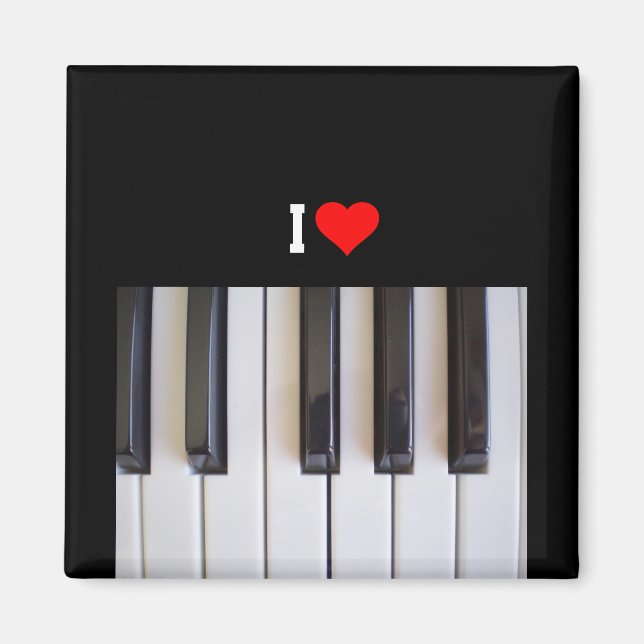 I Kärlek Piano, färglös populär design Magnet (Framsidan)