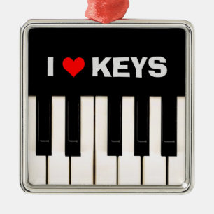 I kärlek Piano Nycklar Julgransprydnad Metall