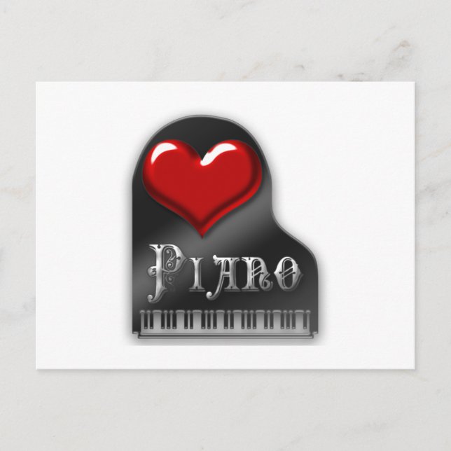 I Kärlek Piano Vykort (Framsida)