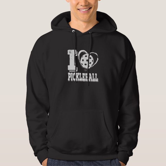 I Kärlek Pickleball funny för Pickle Boll Player Hoodie (Framsida)