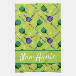 I kärlek Pickleball grönt Kökshandduk