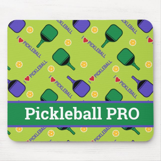 I kärlek Pickleball grönt Mouse Pad Musmatta (Framsidan)