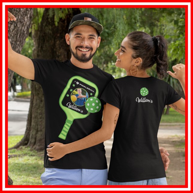 I Kärlek Pickleball Grönt Paddle Cute Sports PHOTO T Shirt (I Love Pickleball Green Paddle Cute Sports PHOTO Tri-Blend Shirt)