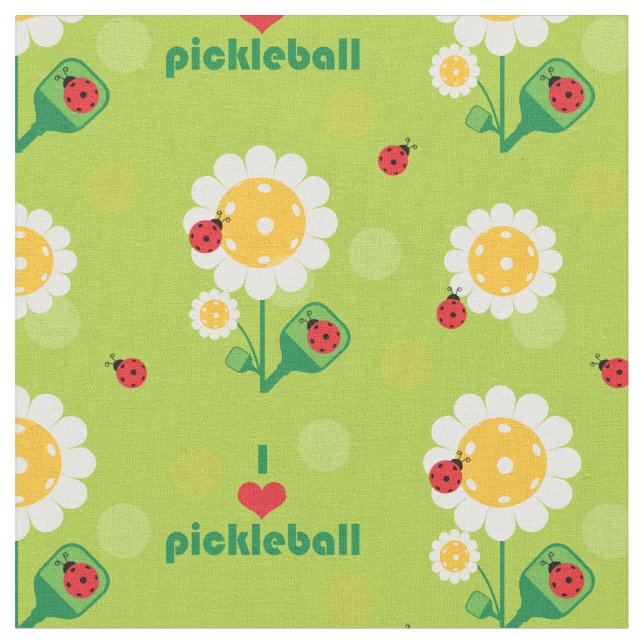 I kärlek pickleball med ladybuggar, anpassningsbar tyg (Närbild)