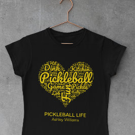 I Kärlek Pickleball Ord Art Typography Anpassnings T Shirt