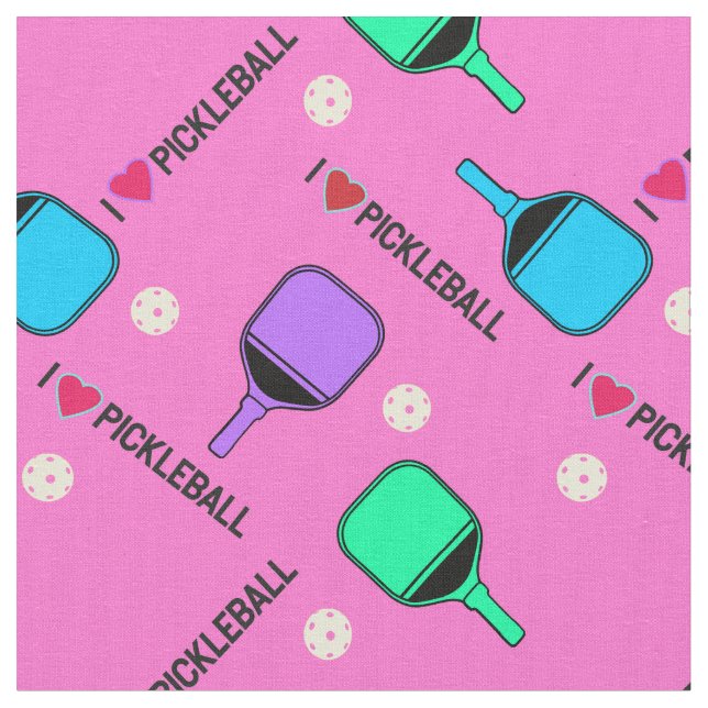 I kärlek pickleball pastel rosa tyg (Närbild)