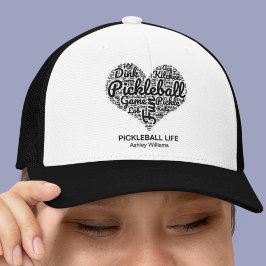 I Kärlek Pickleball Personlig Namn Ord Art Heart Keps