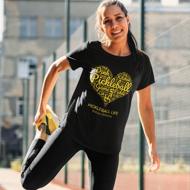 I Kärlek Pickleball Personlig Namn Ord Art Heart T Shirt (Personalize with Text and Name.  Matching items available in collection.)