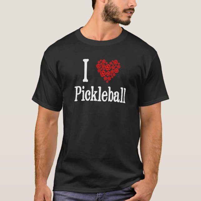 I Kärlek Pickleball Pickleball Heart Paddle Sports T Shirt (Framsida)