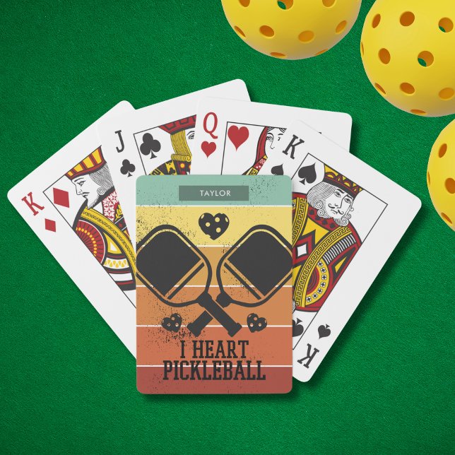 I Kärlek Pickleball Retro Rand Monogram Namn Casinokort (Personalize with a Name. Ideal for the pickleballer in your life)