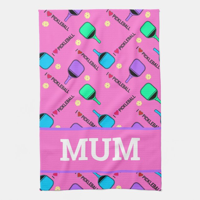I kärlek Pickleball rosa Kitchen Towel Kökshandduk (Vertikal)