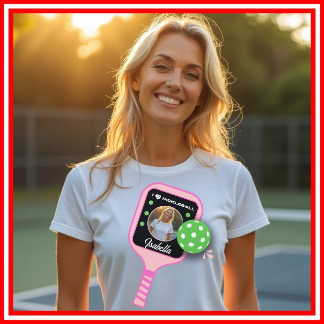 I Kärlek Pickleball Rosa Paddle Cute Sports PHOTO T Shirt (I Love Pickleball Pink Paddle Cute Sports PHOTO Tri-Blend Shirt)