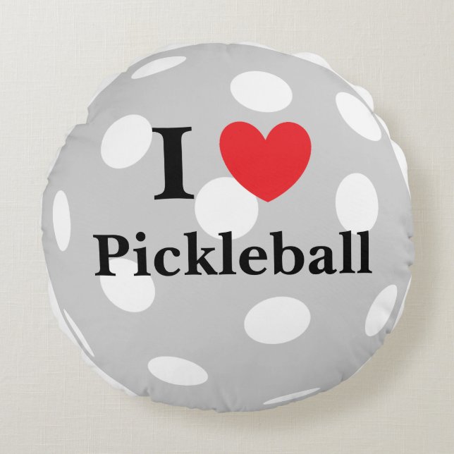 "I Kärlek Pickleball" Rundpil Rund Kudde (Framsidan)