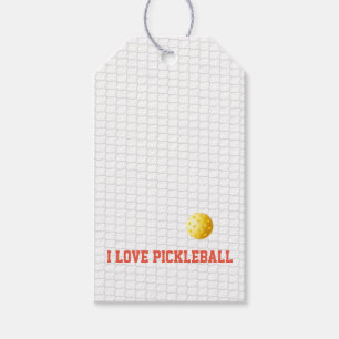 I KÄRLEK PICKLEBALL Sports Gult Boll Net Roligt Presentetikett