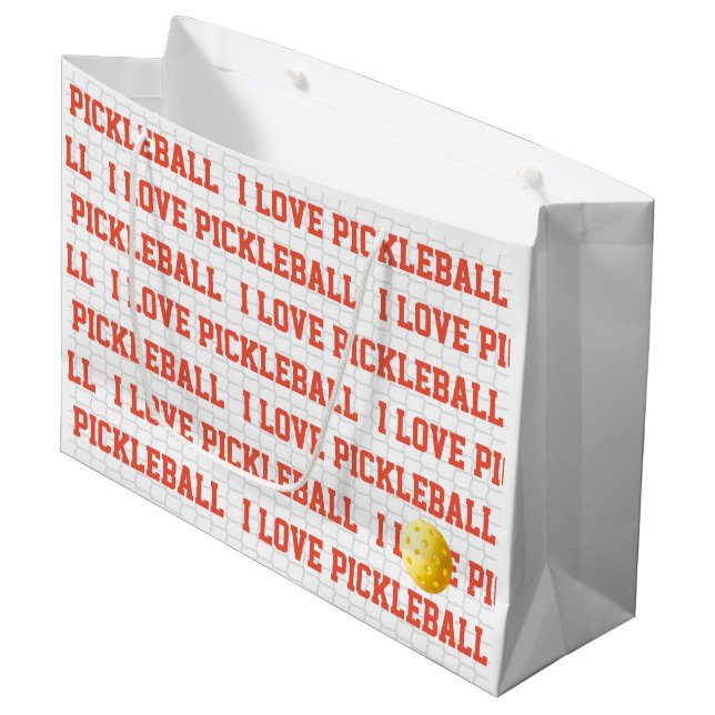 I KÄRLEK PICKLEBALL Sports Roligt Gult Boll Net Te (Framsidan Vinklad)