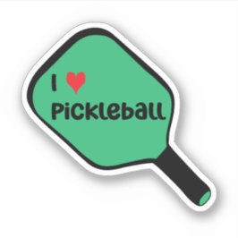 I kärlek-pickleball Text på Grönt Pickleball Paddl Klistermärken