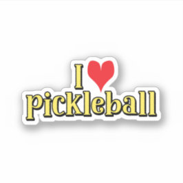 I kärlek-pickleball Text på Gult med Red Heart Klistermärken
