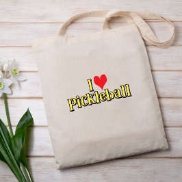 I kärlek-pickleball Text på Gult med Red Heart Tygkasse