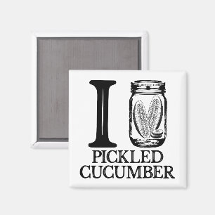 I Kärlek Pickled Cucumber - Vintage Pickle Cucumbe Magnet