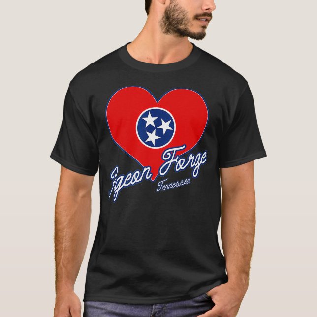 I Kärlek Pigeon Forge Tennessee Heart Statlig flag T Shirt (Framsida)