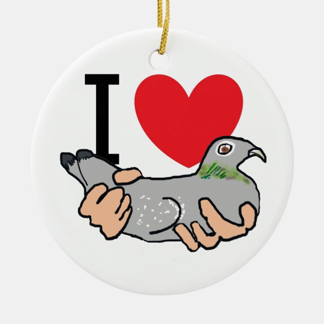 I Kärlek Pigeons Julgransprydnad Keramik (Framsidan)