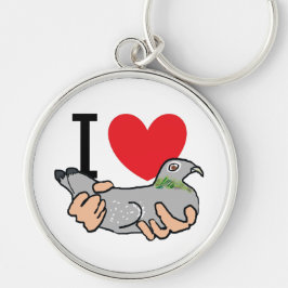 I Kärlek Pigeons Rund Silverfärgad Nyckelring