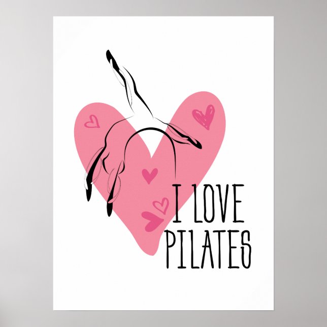 I KÄRLEK PILATES Pilates Pose på Barrel Poster (Framsidan)