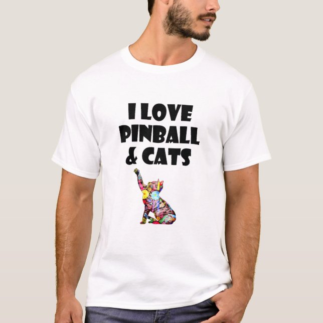 I Kärlek Pinball & Cats Cute Kattunge Kattdjur Äls T Shirt (Framsida)